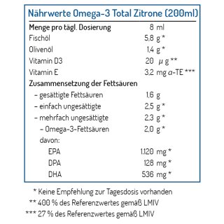 Omega-3 Algenl mit Zitrone 100ml - vegan